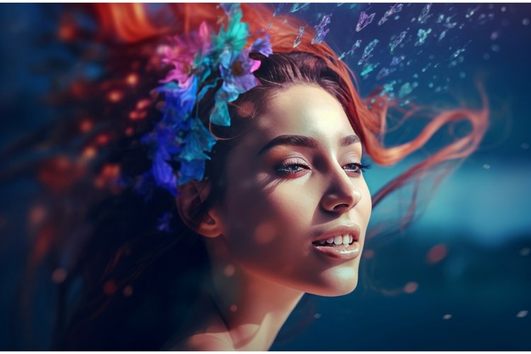 Beauty Colorful Brunette Girl Generate Ai