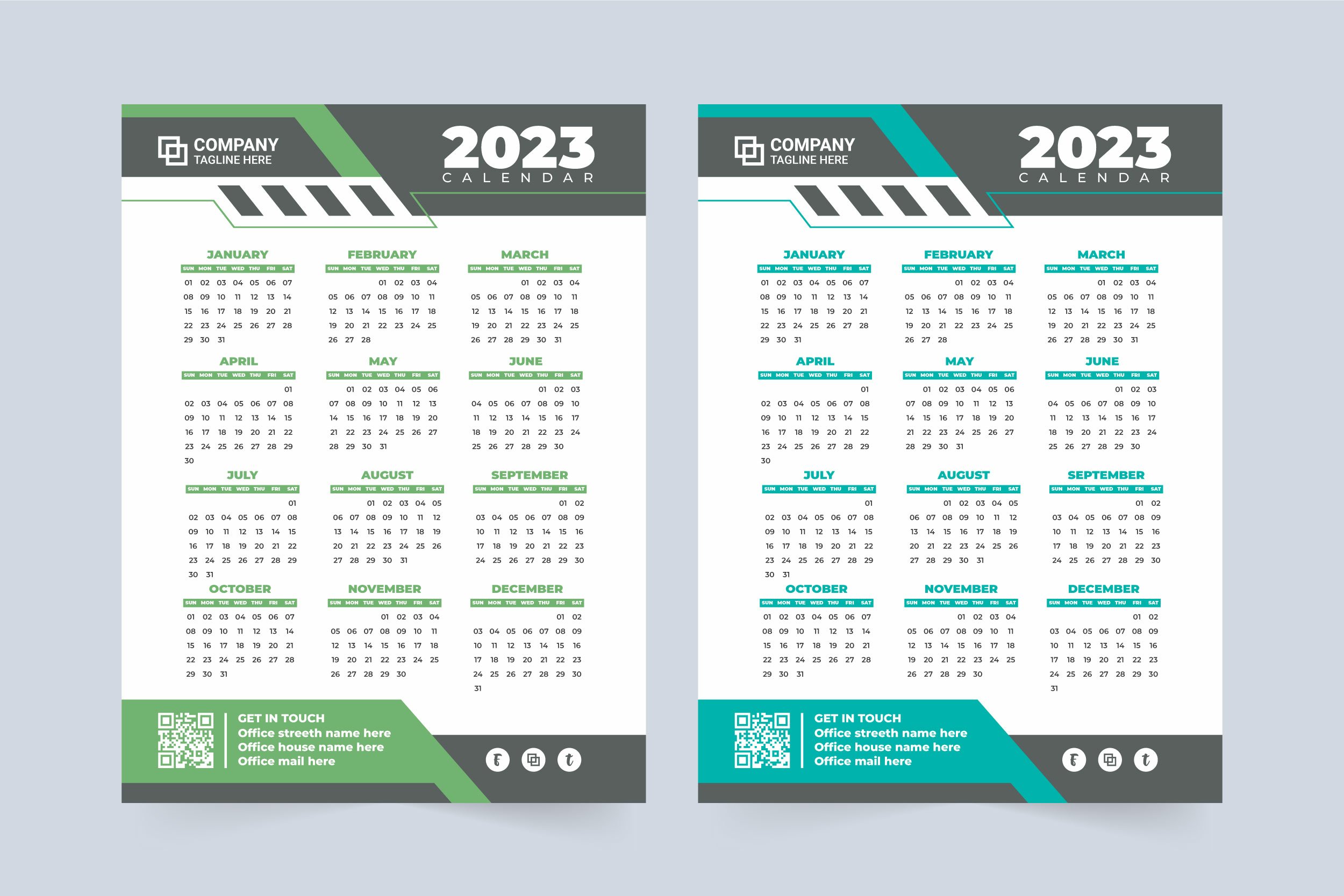 2023 yearly calendar template vector