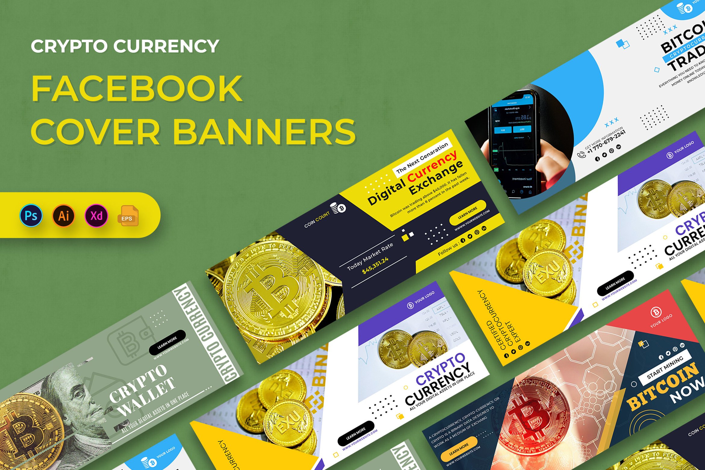 Crypto Currency Facebook Cover Banner Template