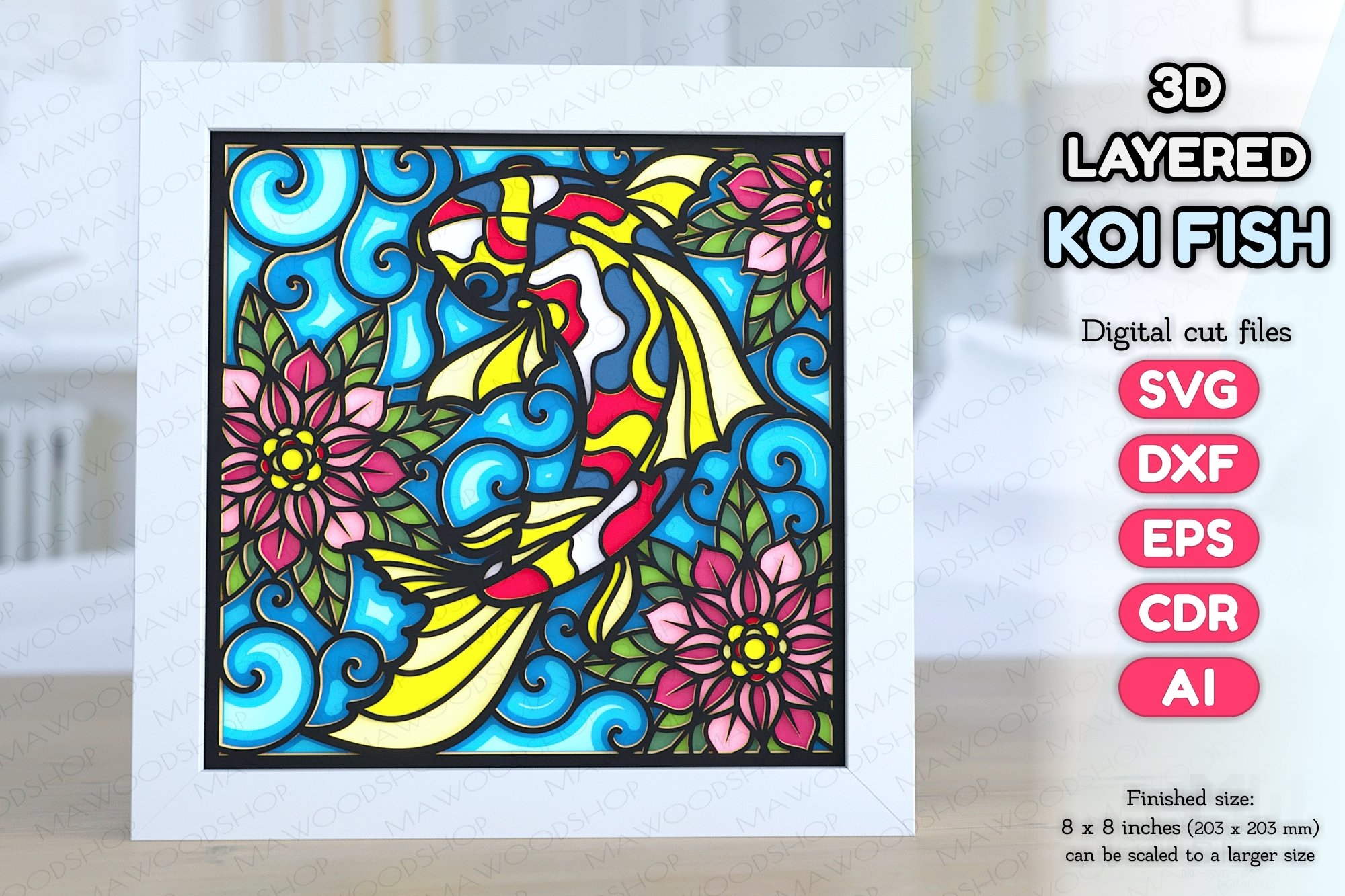 3d Fish Svg File Layered Fish Svg Koi Carp Fish