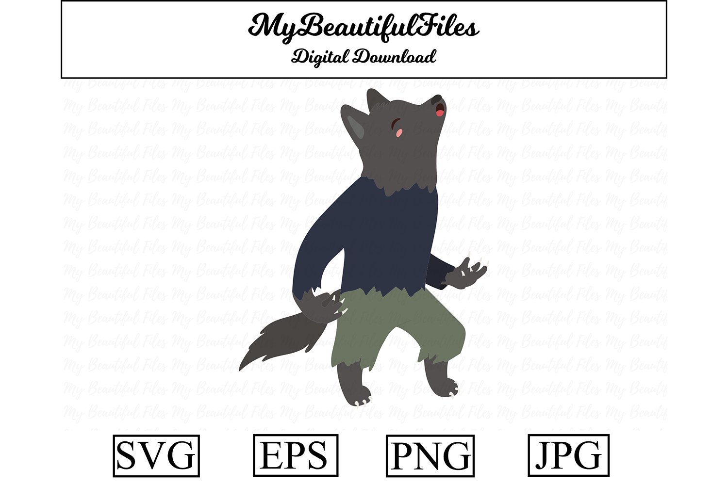 werewolf SVG Cute Halloween SVG, EPS, PNG and JPG (907284