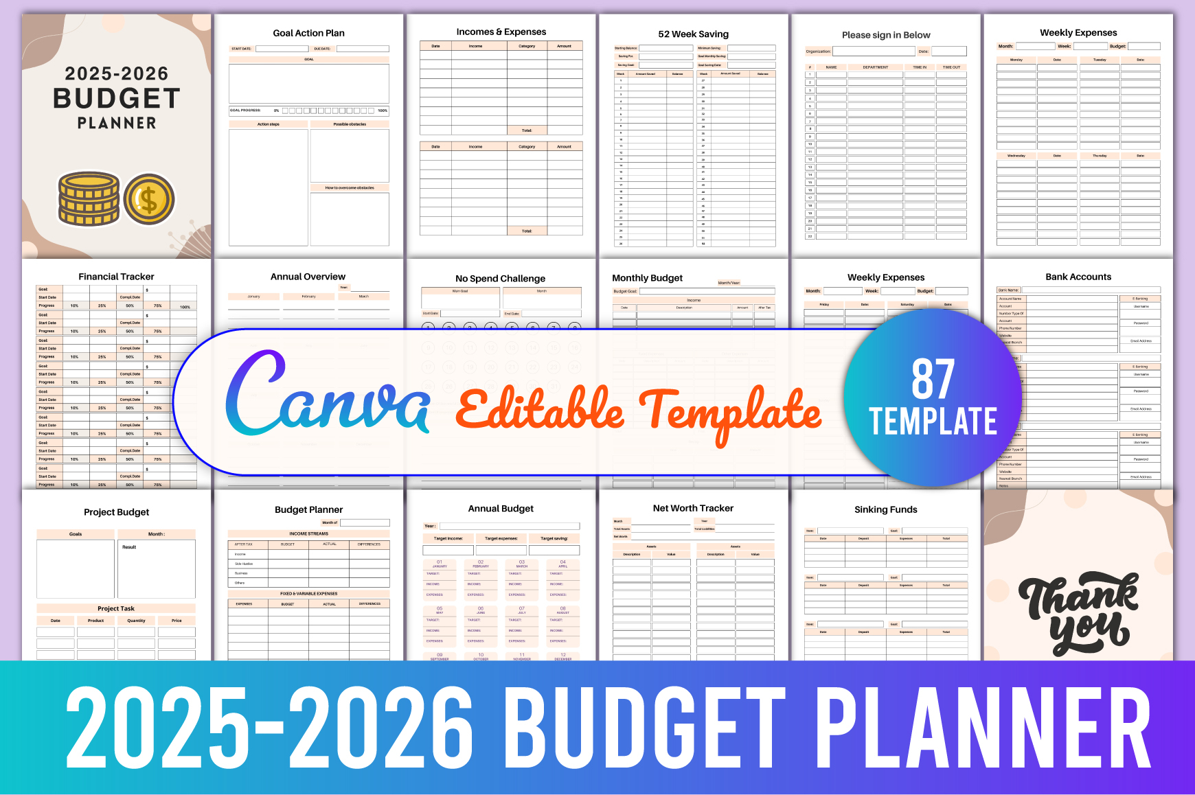 Editable 2025-2026 Budget Planner