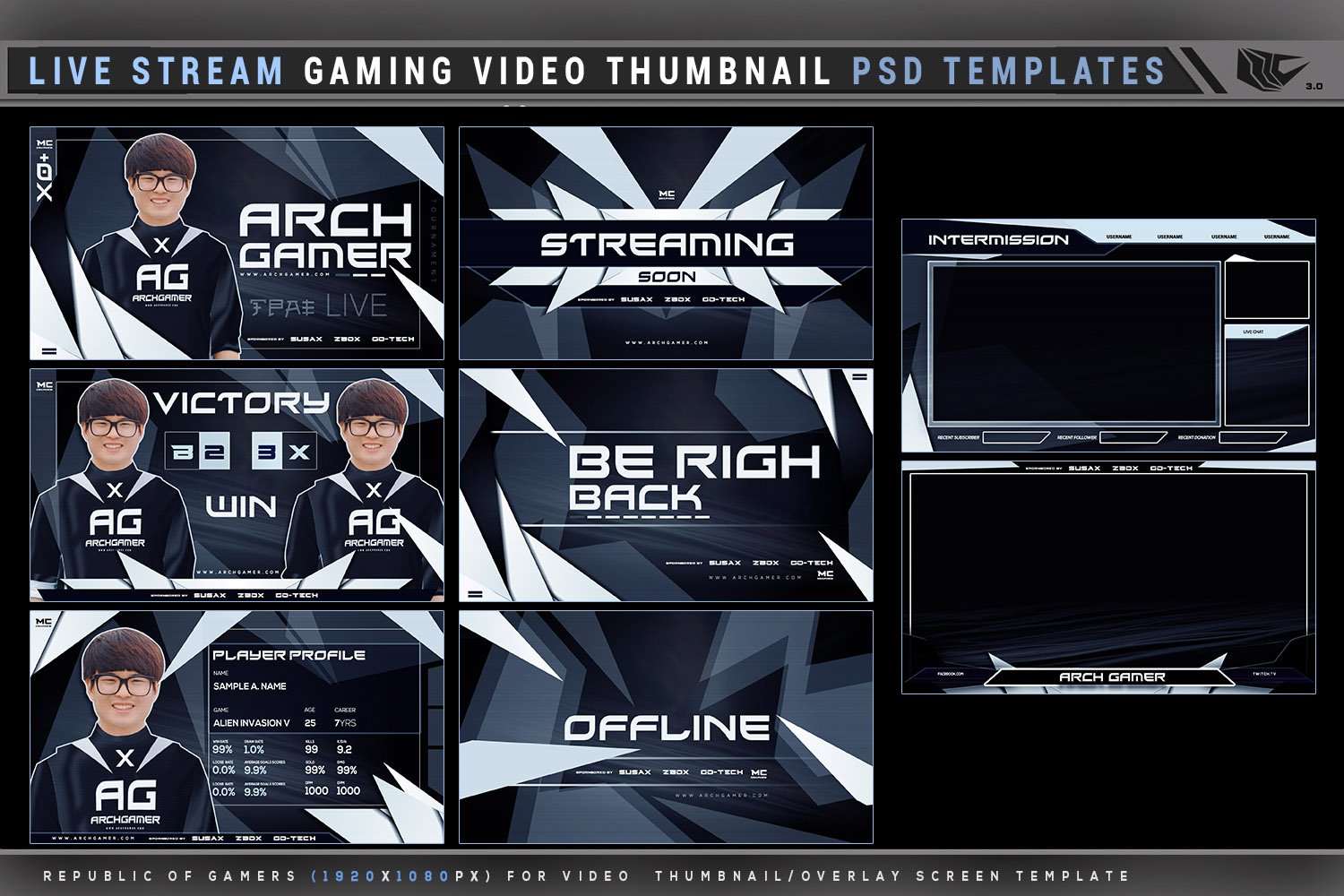 Gamer eSports Live Stream Gaming Photoshop Templates - Main Image
