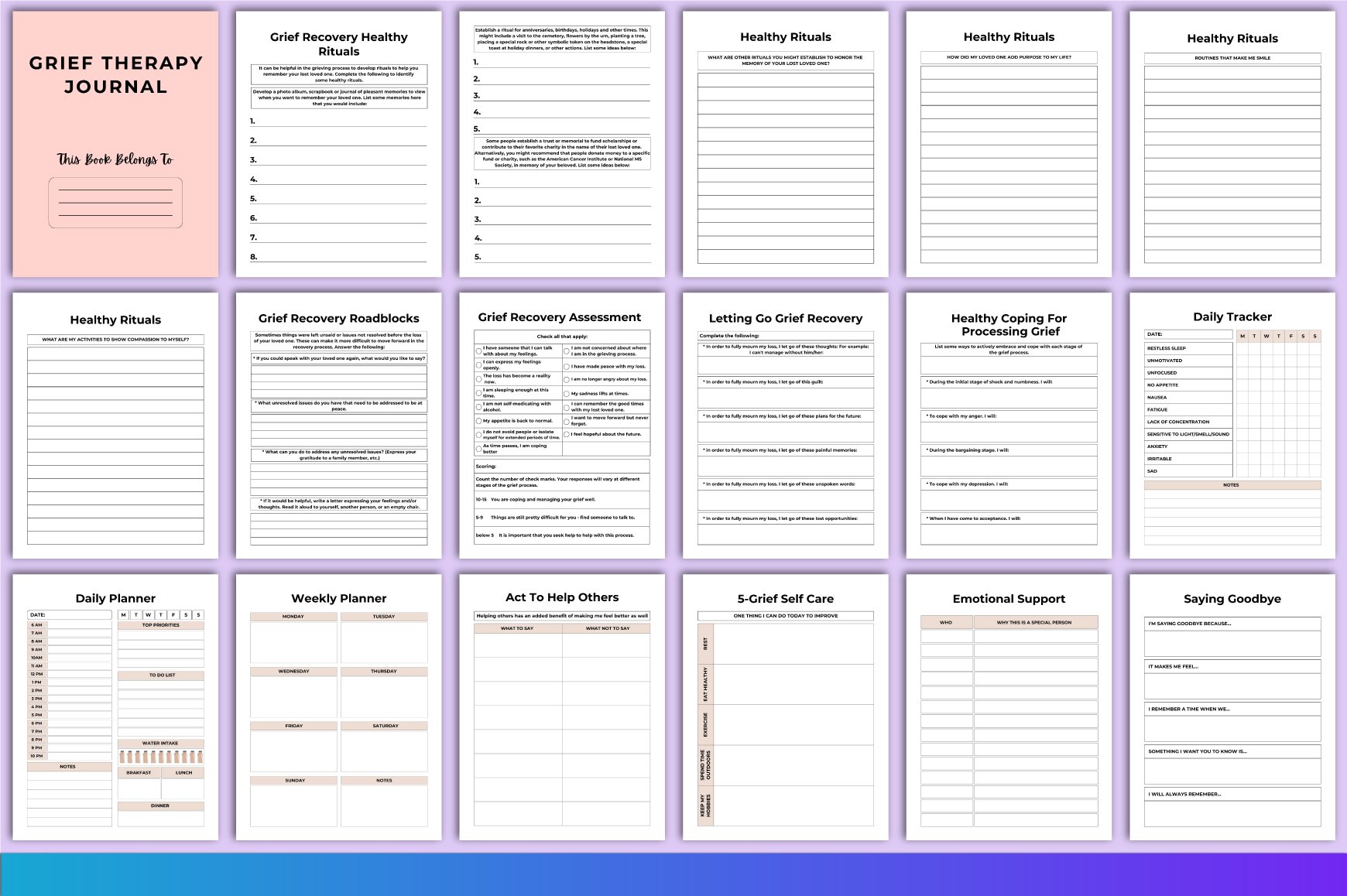 grief-therapy-journal-canva-interior for Free Printable Grief Journal Template Grief Therapy Journal Canva Interior for Free Printable Grief Journal Template