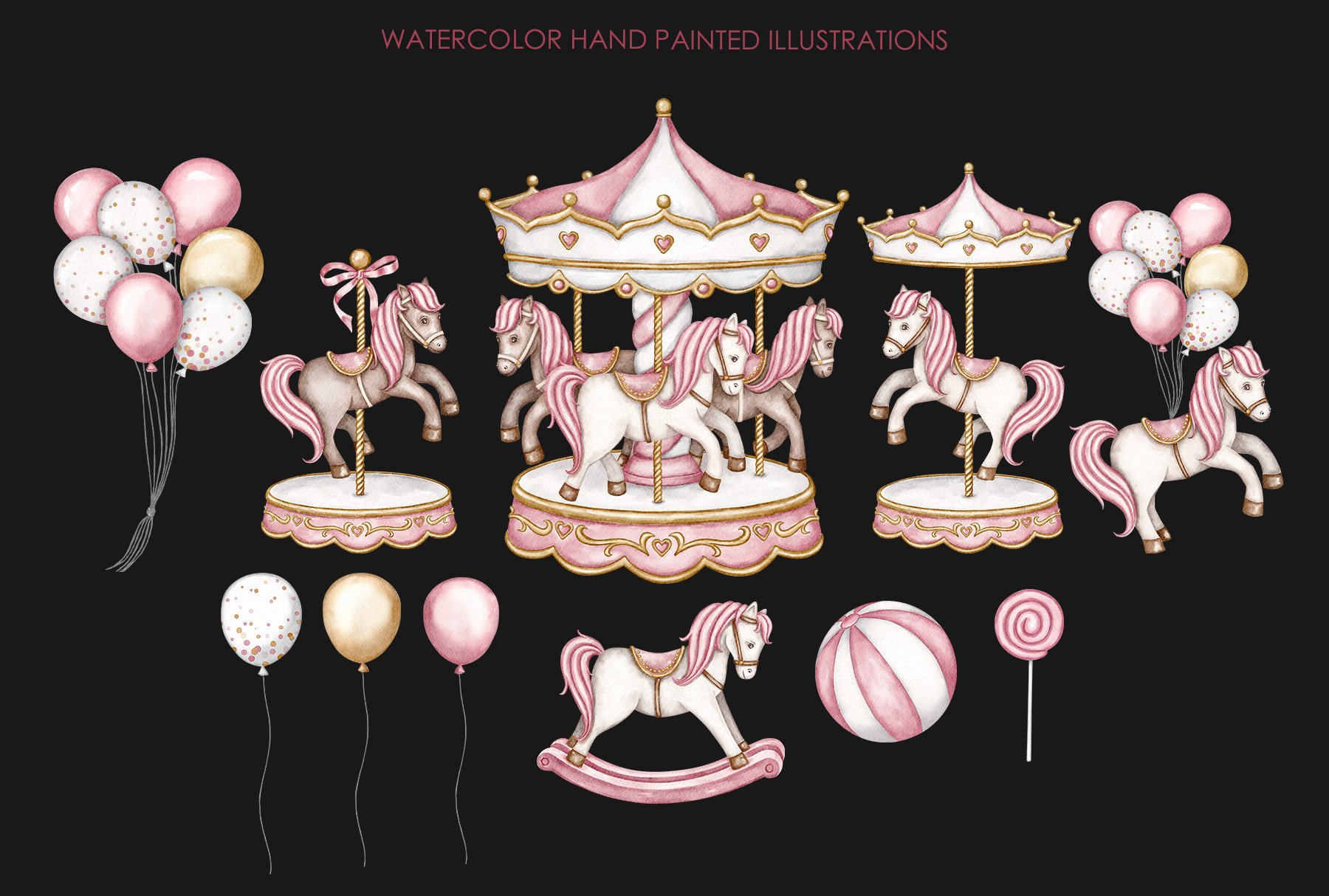 Pink Carousel Pattern Pink Carousel Horse Png