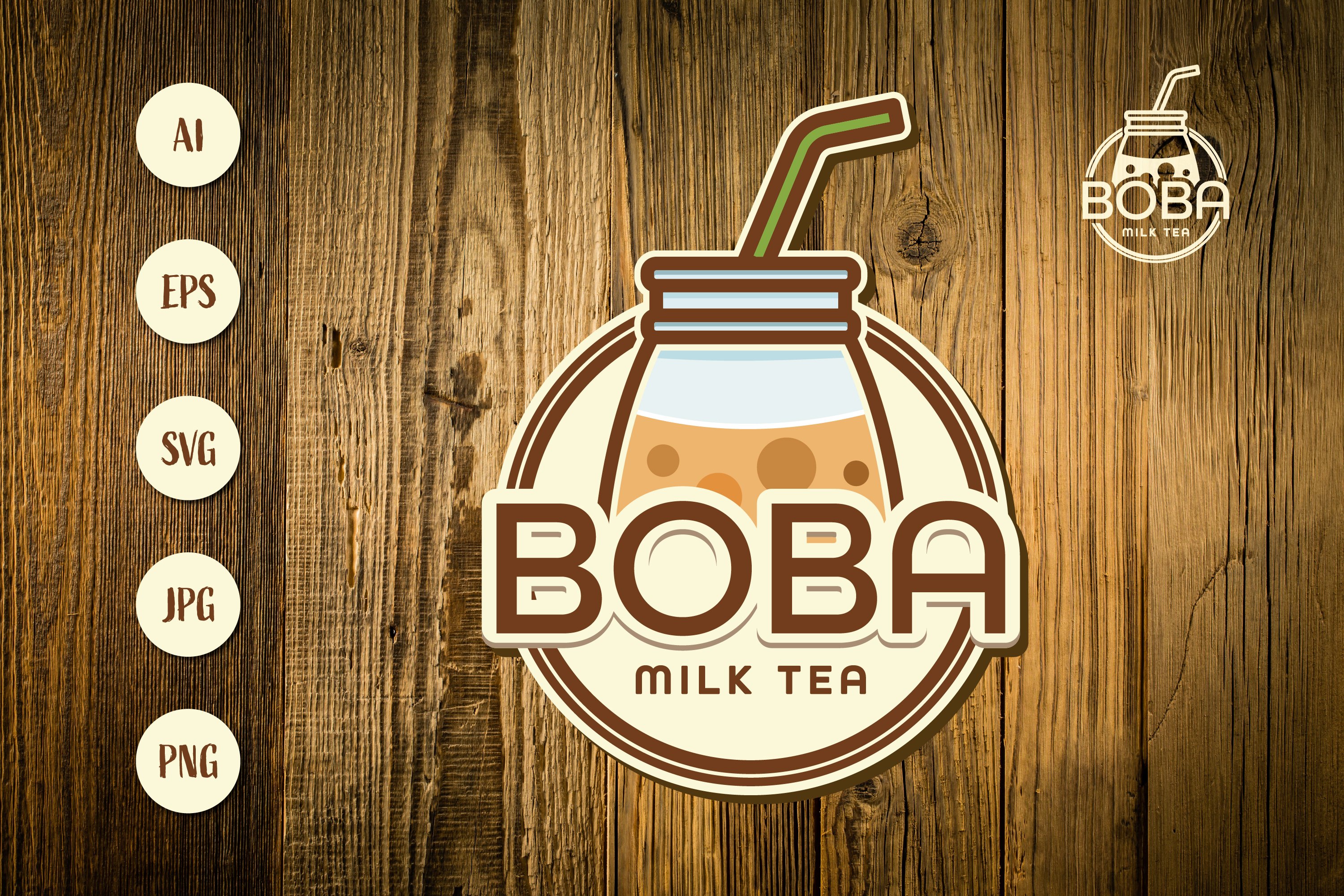 bubble milk tea fresh drink logo (2479641), image size:3000x2000