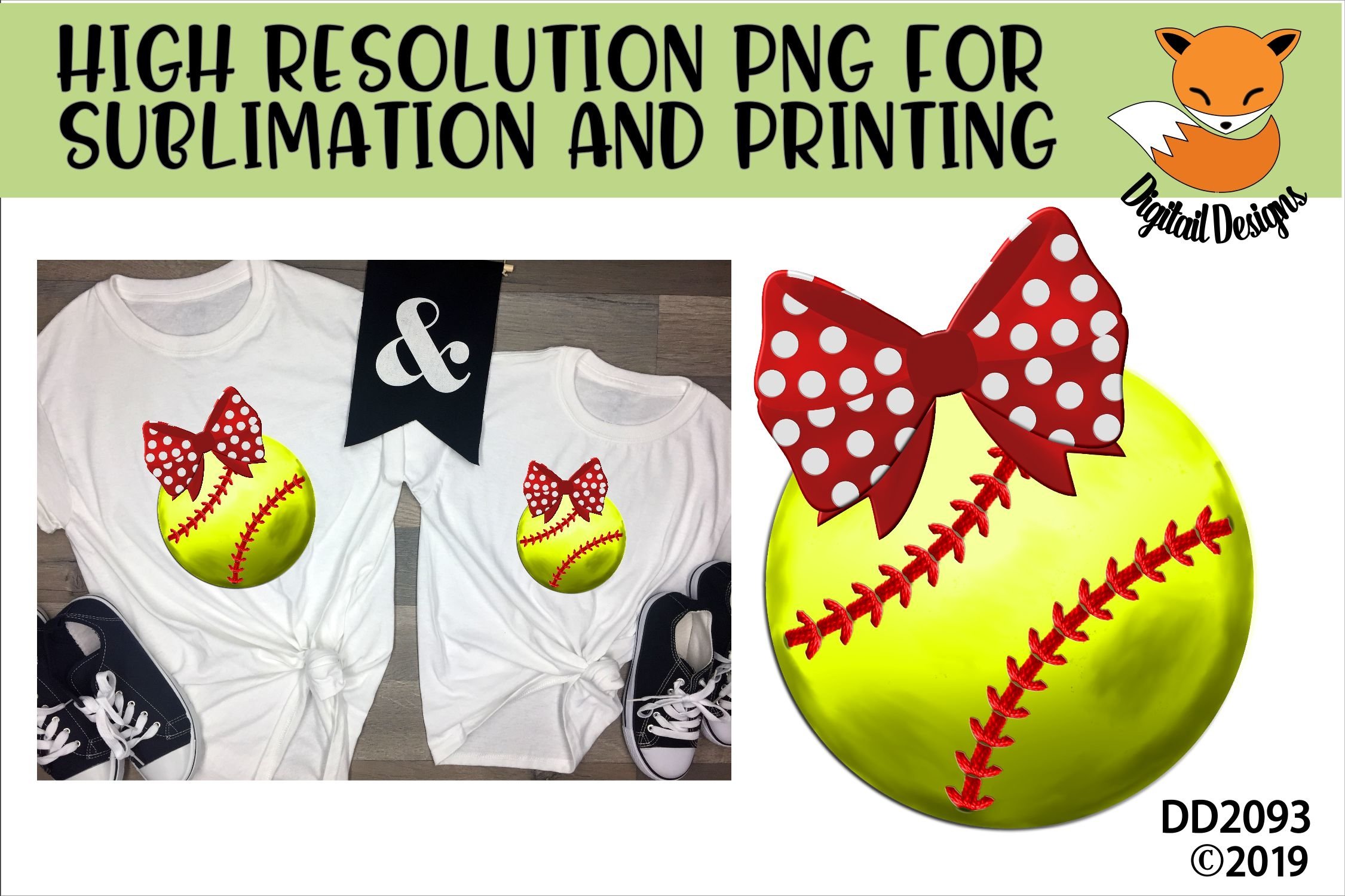 Softball with Bow Sublimation Design (531397) Sublimation Design Bundles