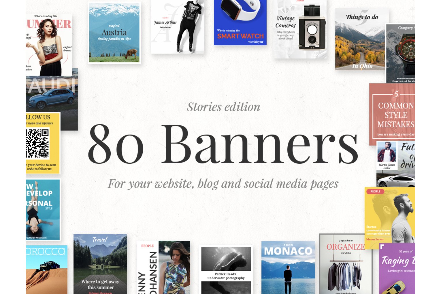 80 Banners Stories Edition (2961)  Elements Design Bundles