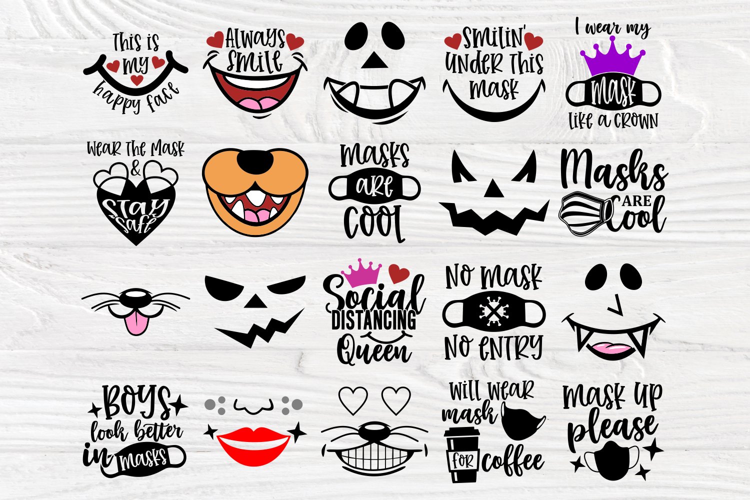 Download Kids Face Mask Svg Bundle Quarantine Svg Face Mask Signs 885543 Cut Files Design Bundles