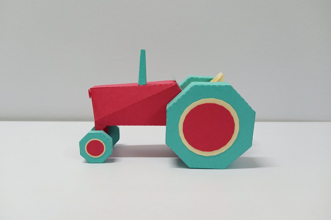 DIY Farm Tractor 3d papercraft (540740) Paper Cutting Design Bundles