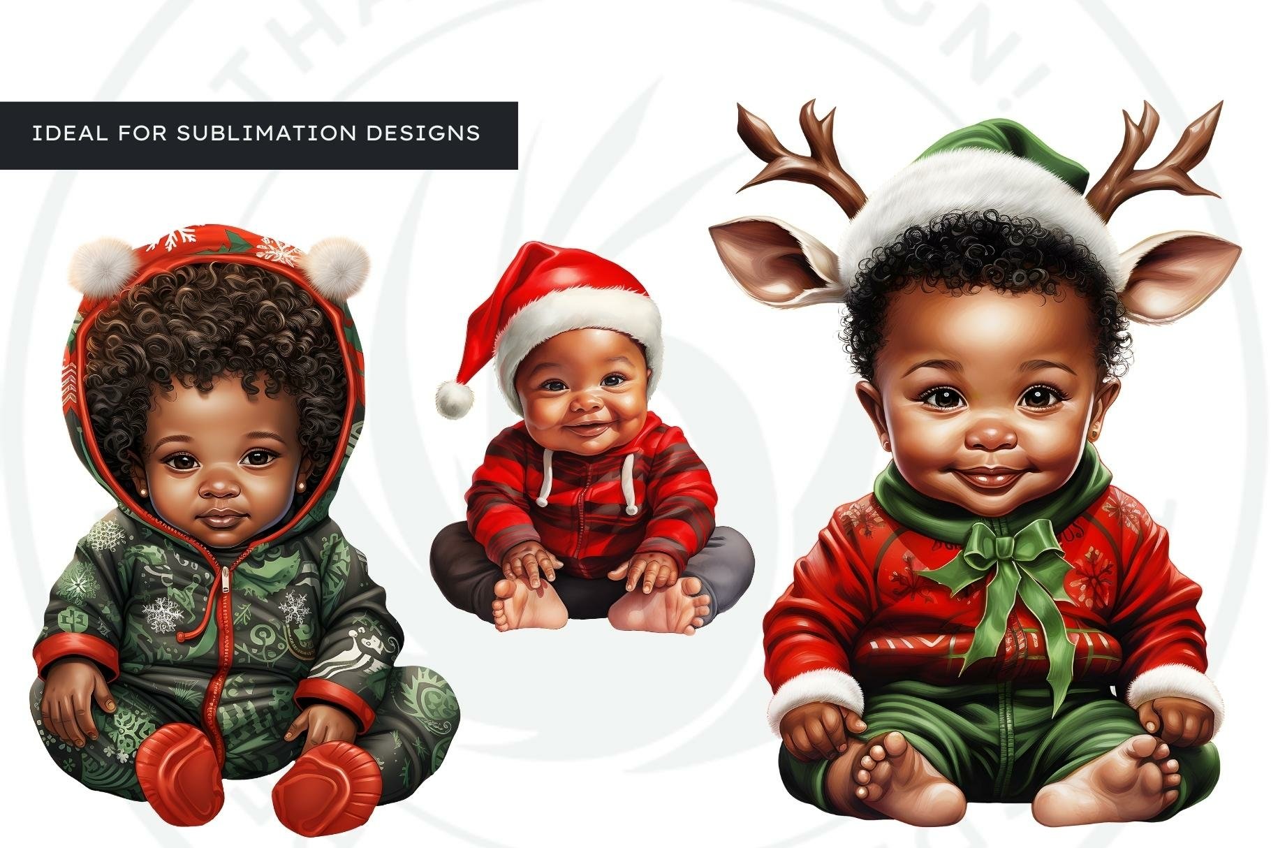 Cute Christmas Afro black babies clipart PNG, baby shower, image size:1820x1214
