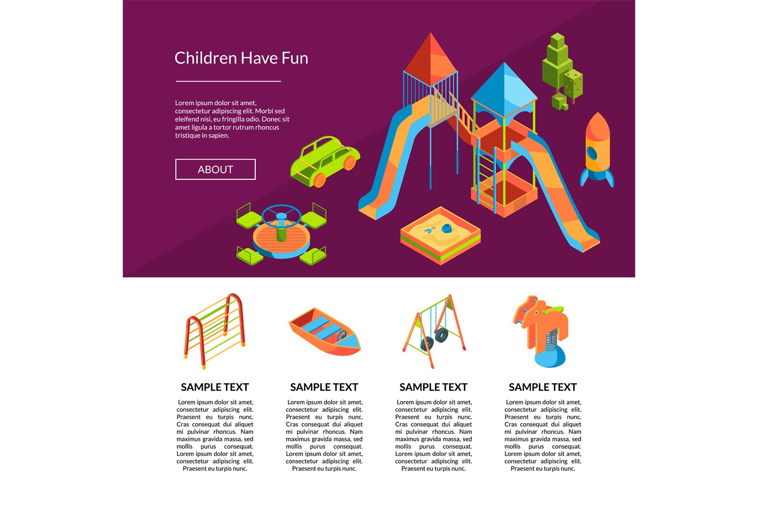 Vector isometric playground template illustration (845581 ...