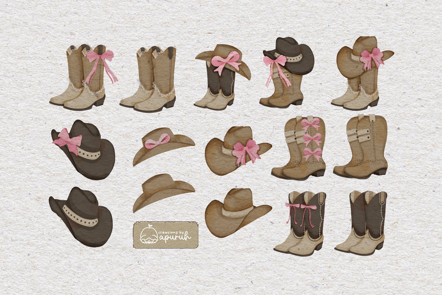 Cowgirl Boots and Hats Clipart, image size:1820x1214