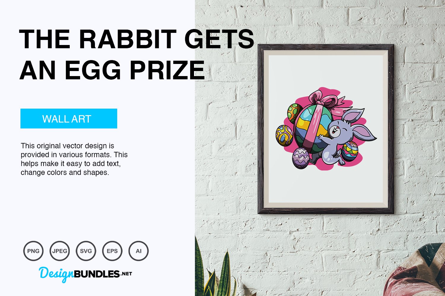 The Rabbit Gets an Egg Prize Vector Illustration