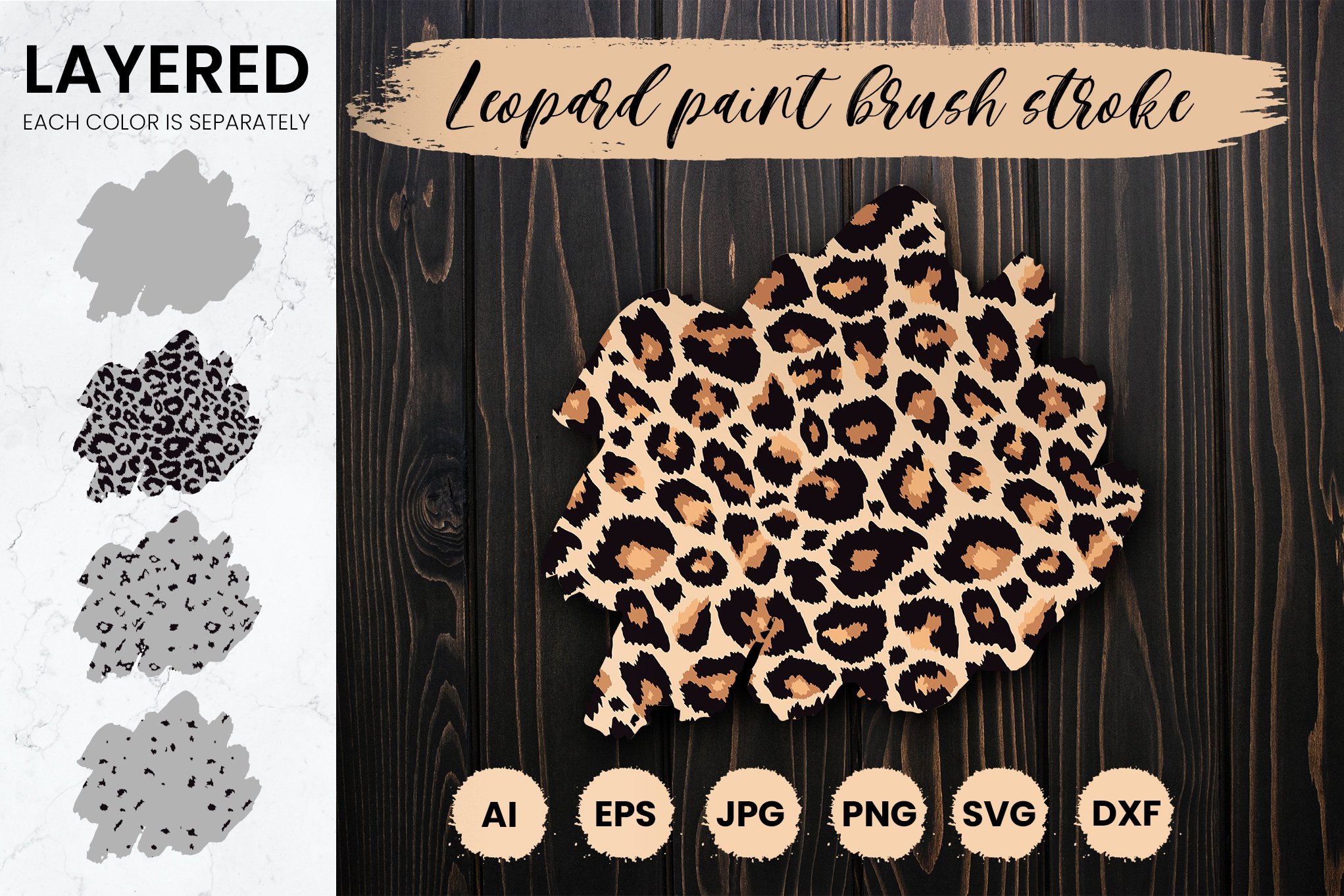 Leopard Brush Strokes SVG File