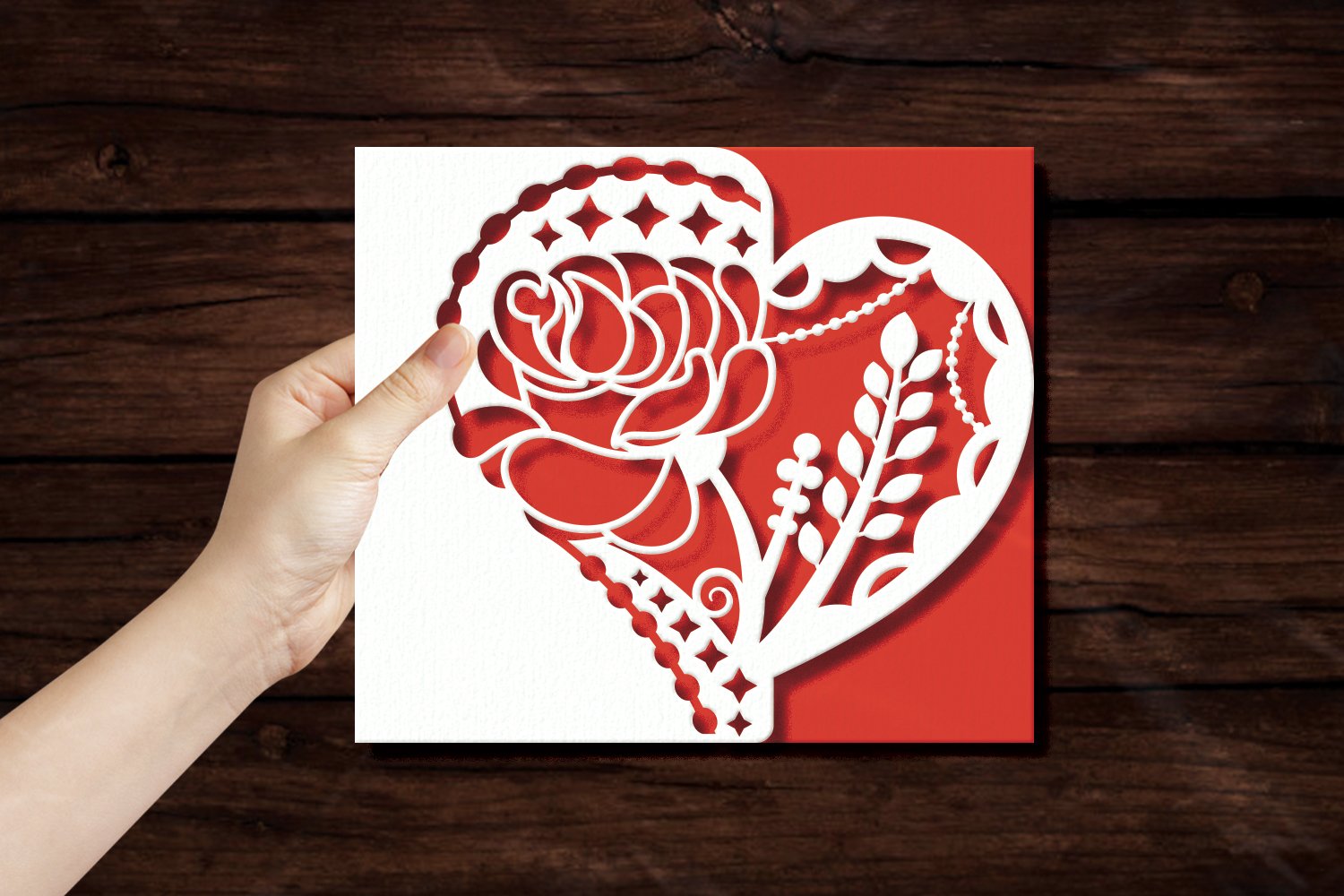 Papercut Floral Heart with Beads and Sparkles Card Cover