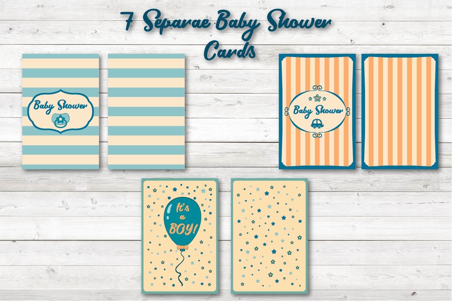 Baby Boy Shower Cards Printable, JPEG, PDF, Vector (274039 ...