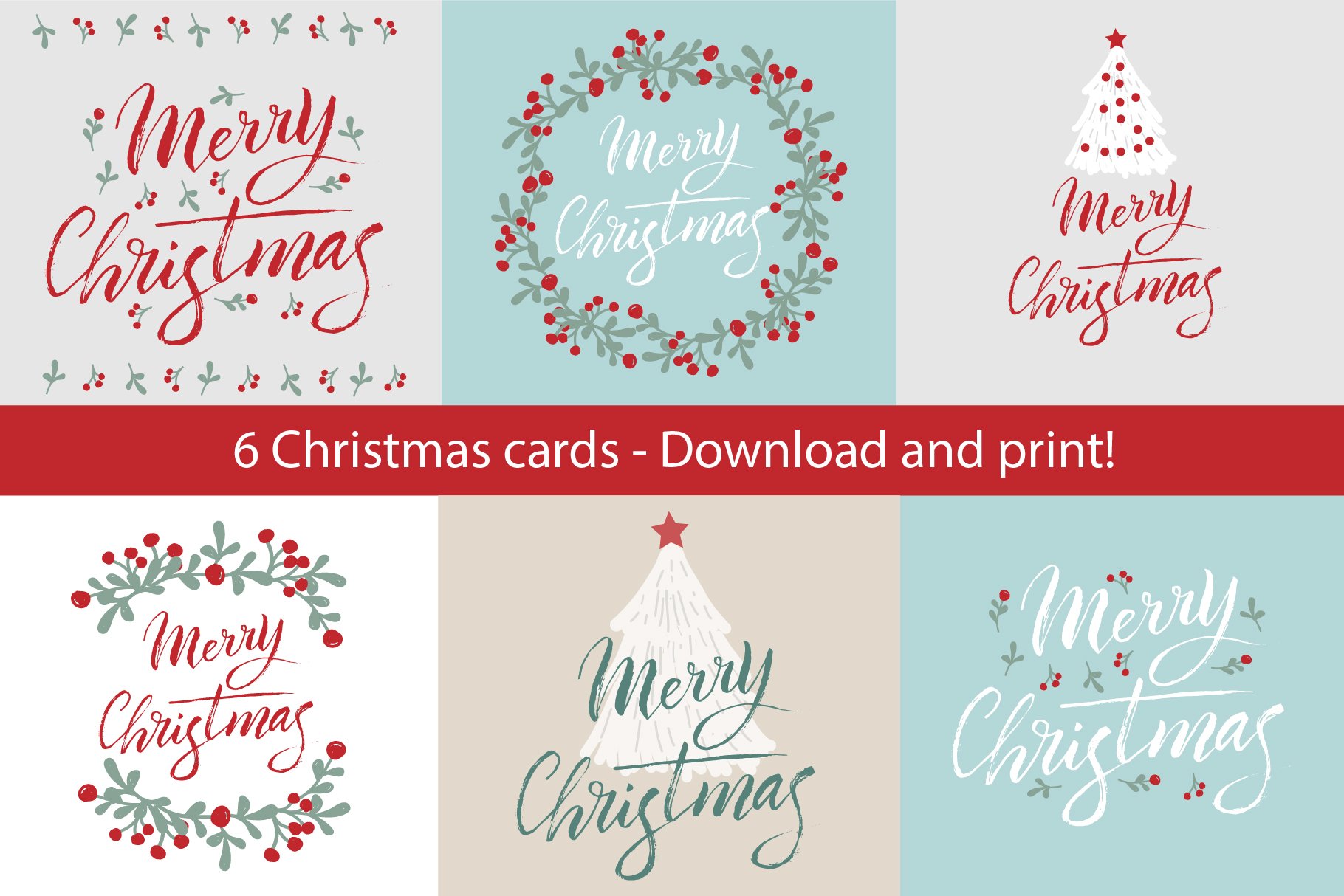 Christmas Cards Set Printable Design