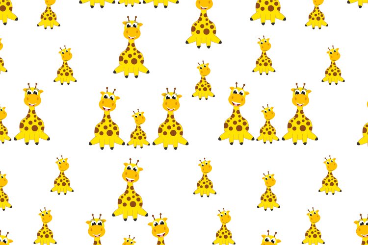 Pattern Design With Cute Giraffe Cartoon Ornament 1106618 Patterns Design Bundles