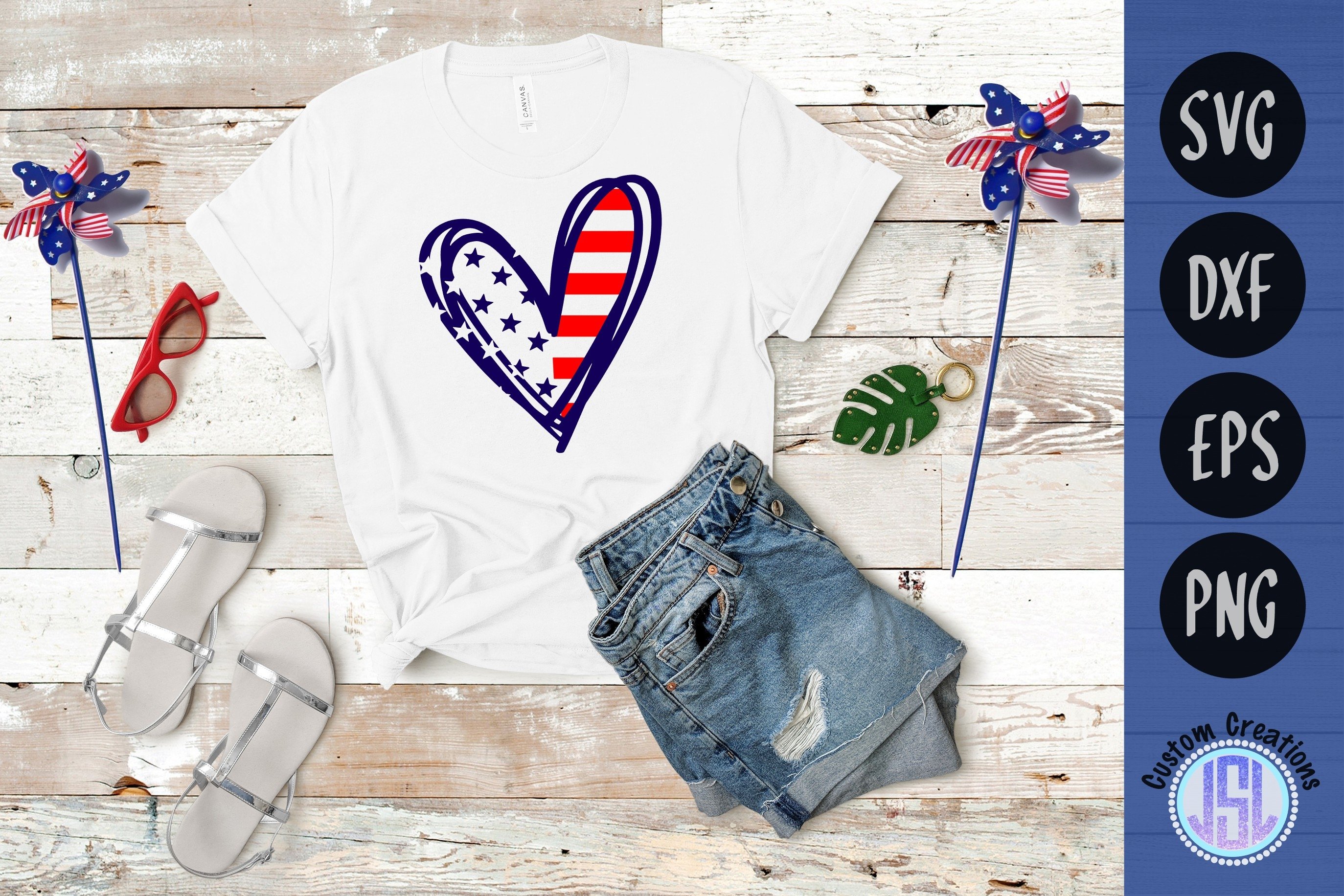 Patriotic Heart | Patriotic SVG Cut File | SVG DXF EPS PNG