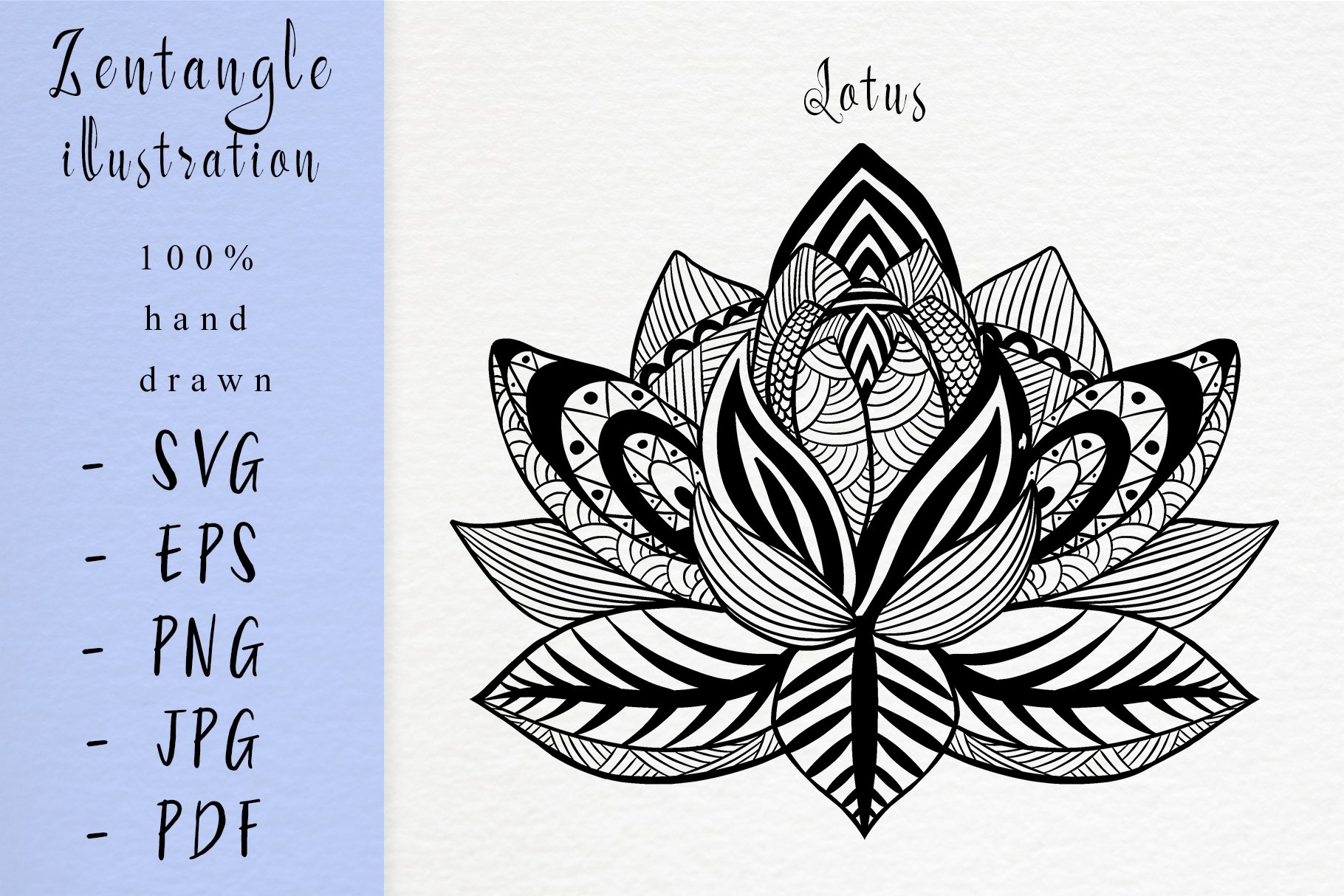 Zentangle illustration / Hand drawn Lotus with patterns