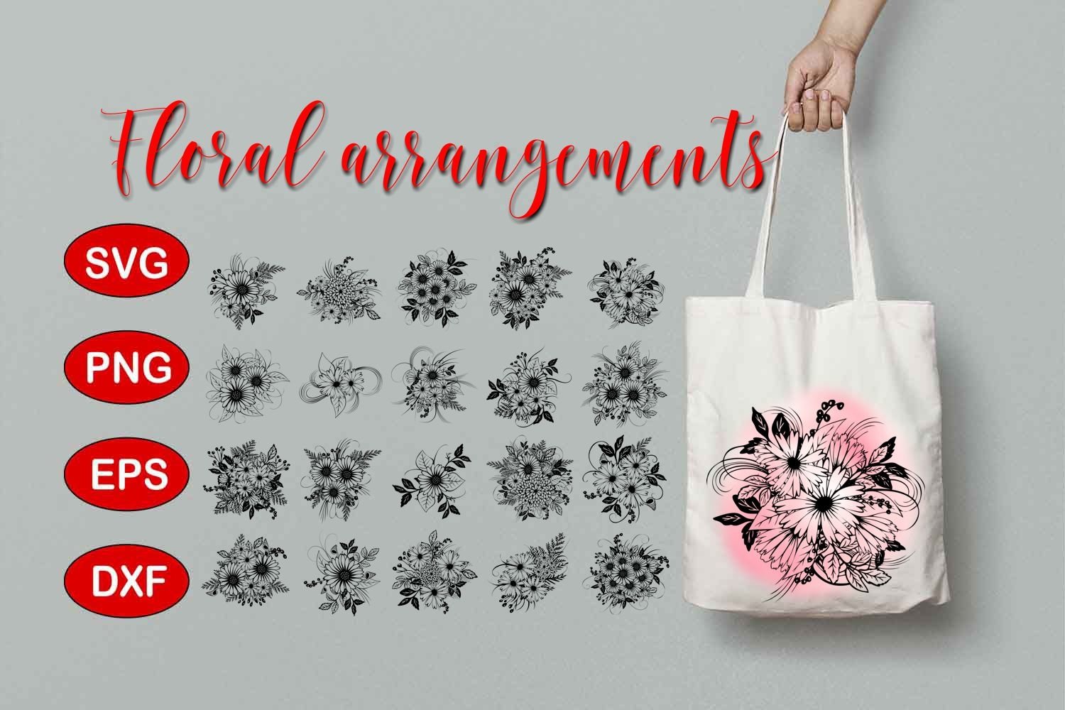 Download Floral Arrangements Pack SVG, EPS, PNG, DXF files (559442 ...