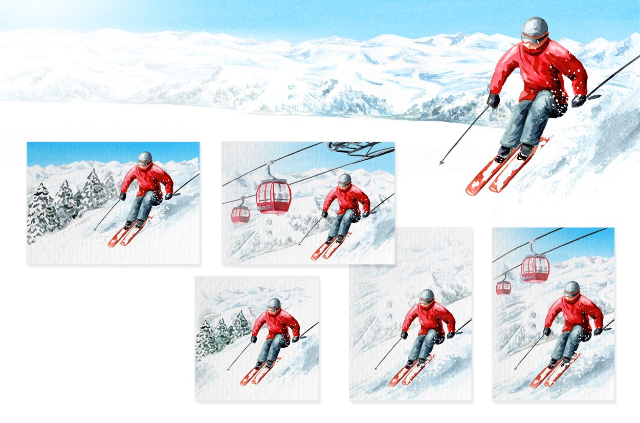 Ski Resort. Watercolor collection (674230) | Illustrations | Design Bundles
