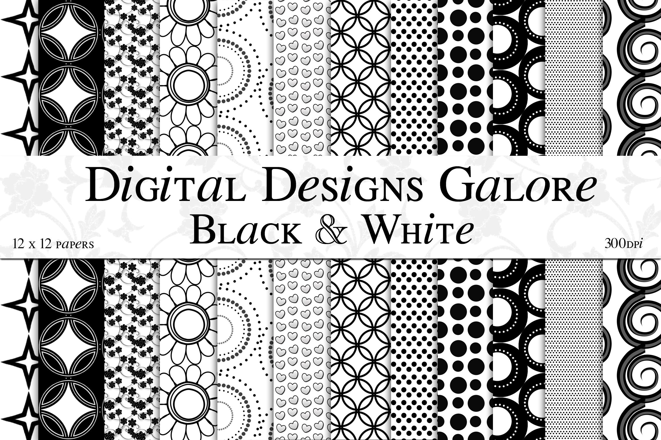 Download Black White Digital Paper Pack 406266 Backgrounds Design Bundles