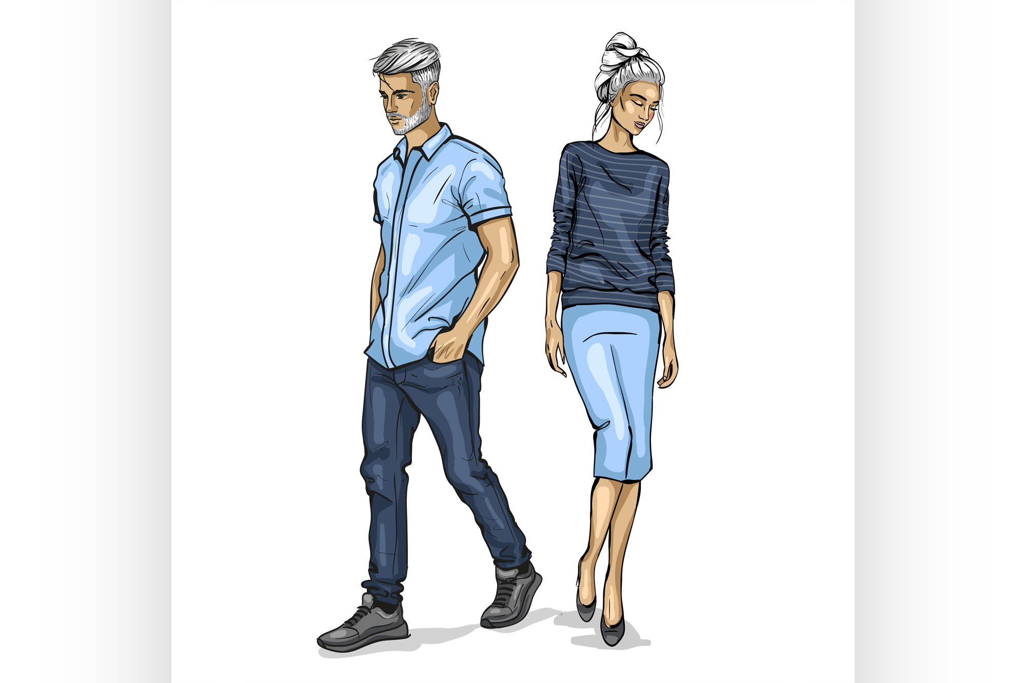 Vector woman and man (739725) | Illustrations | Design Bundles