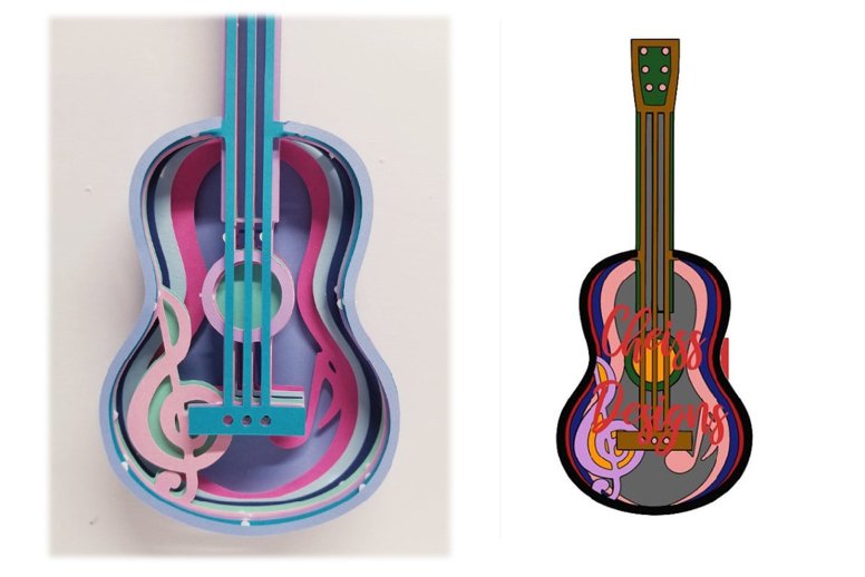 3D Guitar Layered | 3D Guitar Mandala | Guitar Music Mandala (1173594