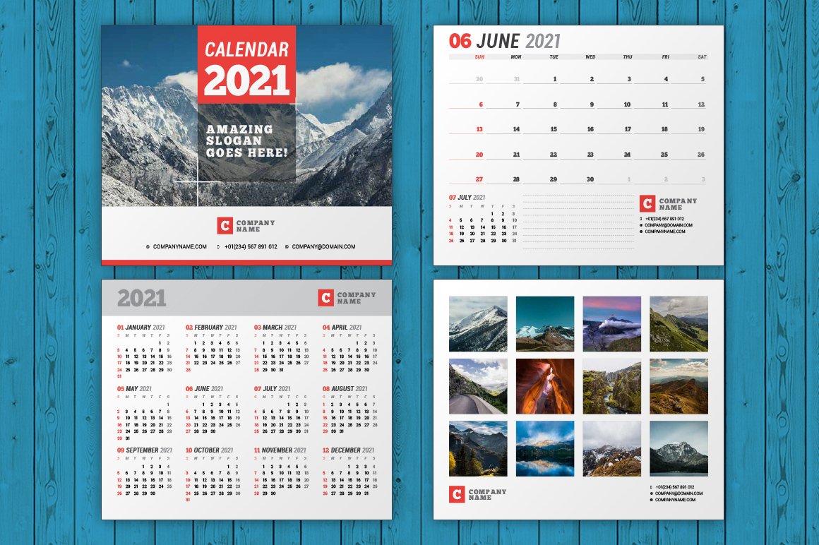 Wall Calendar 2021 (701970) Brochures Design Bundles