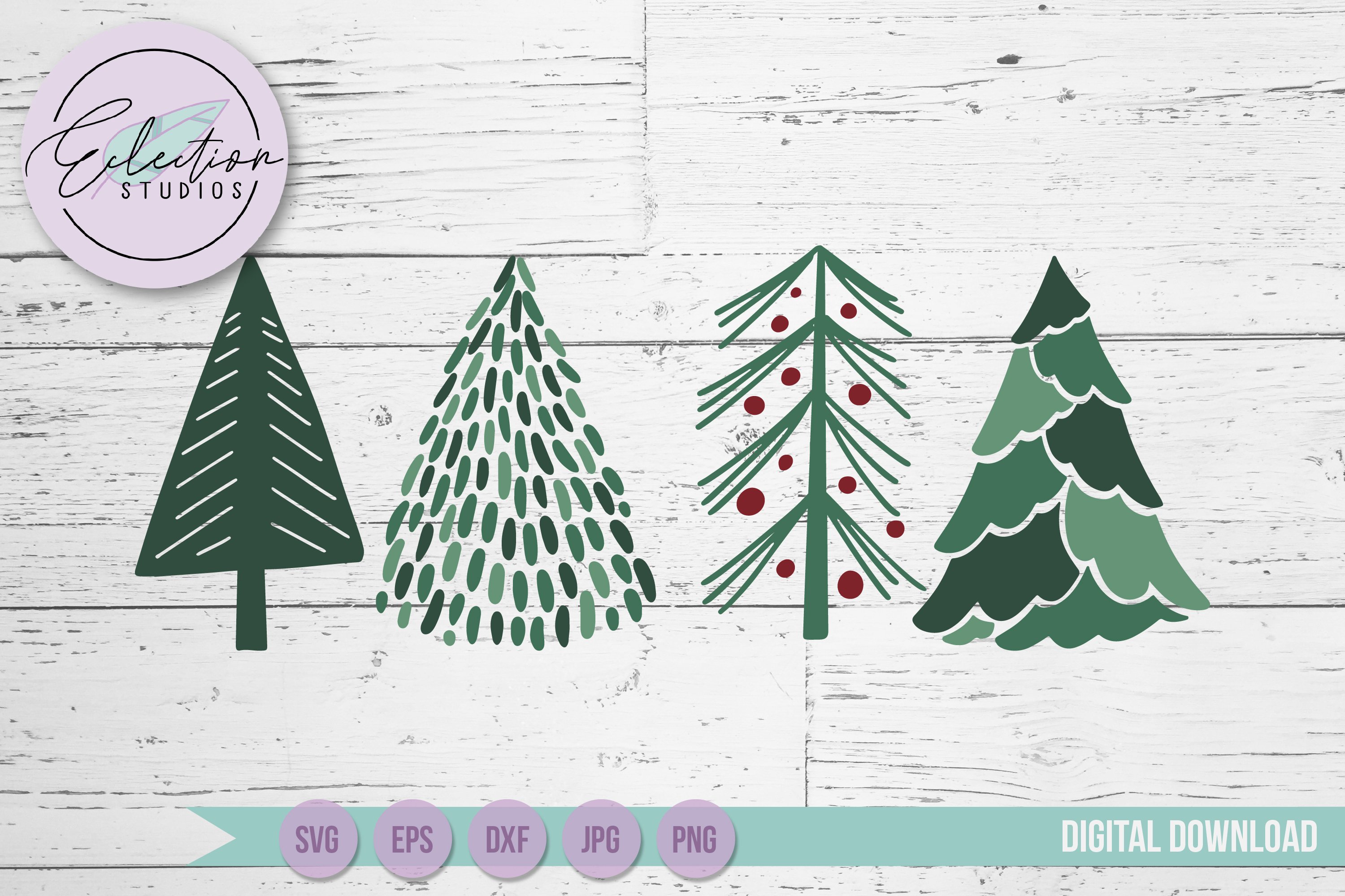 Christmas Trees SVG, Hand drawn doodle Christmas trees (1023425) | Cut