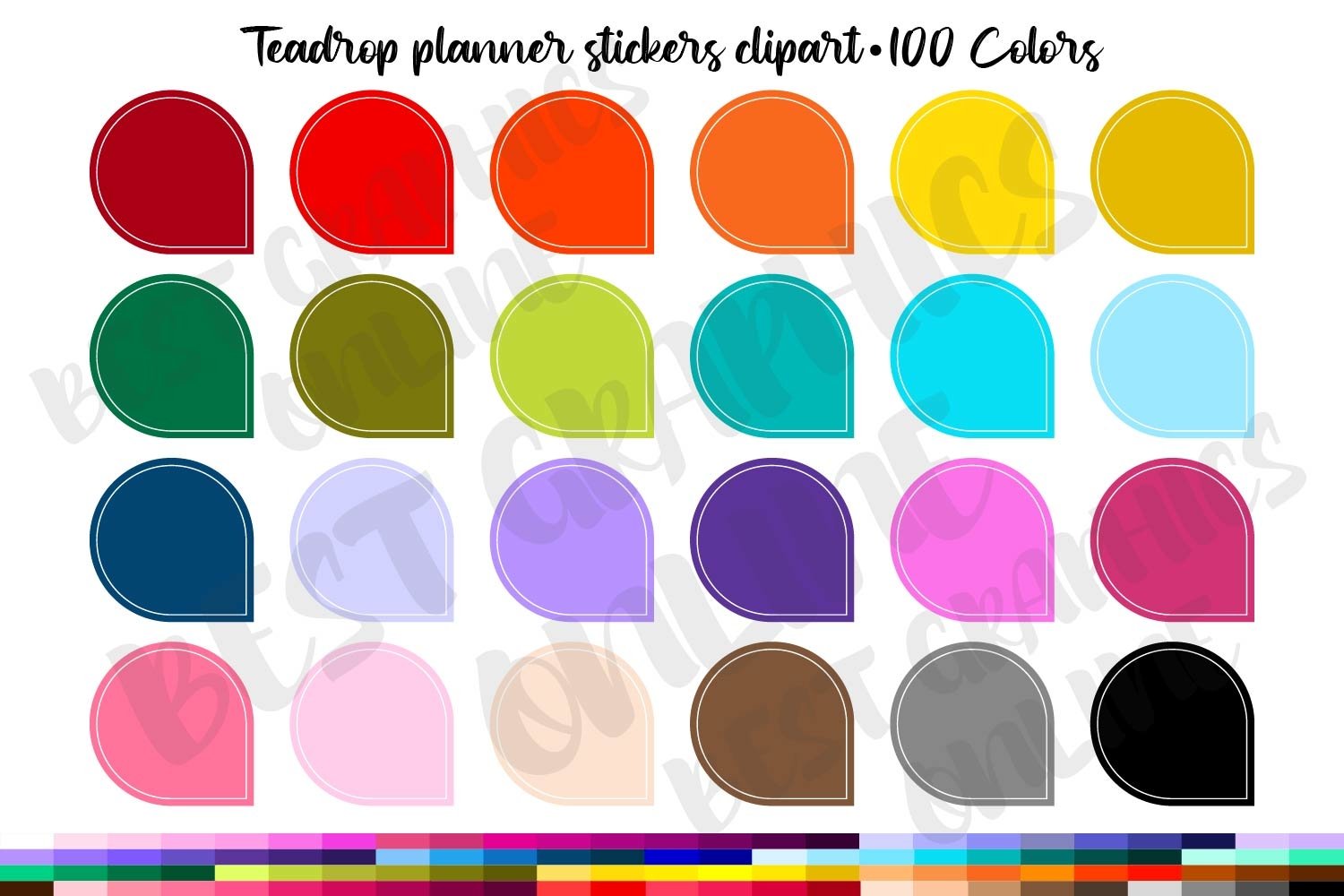 Download 100 Teadrop Planner Stickers Clipart Water Drop Clipart Set 834412 Illustrations Design Bundles