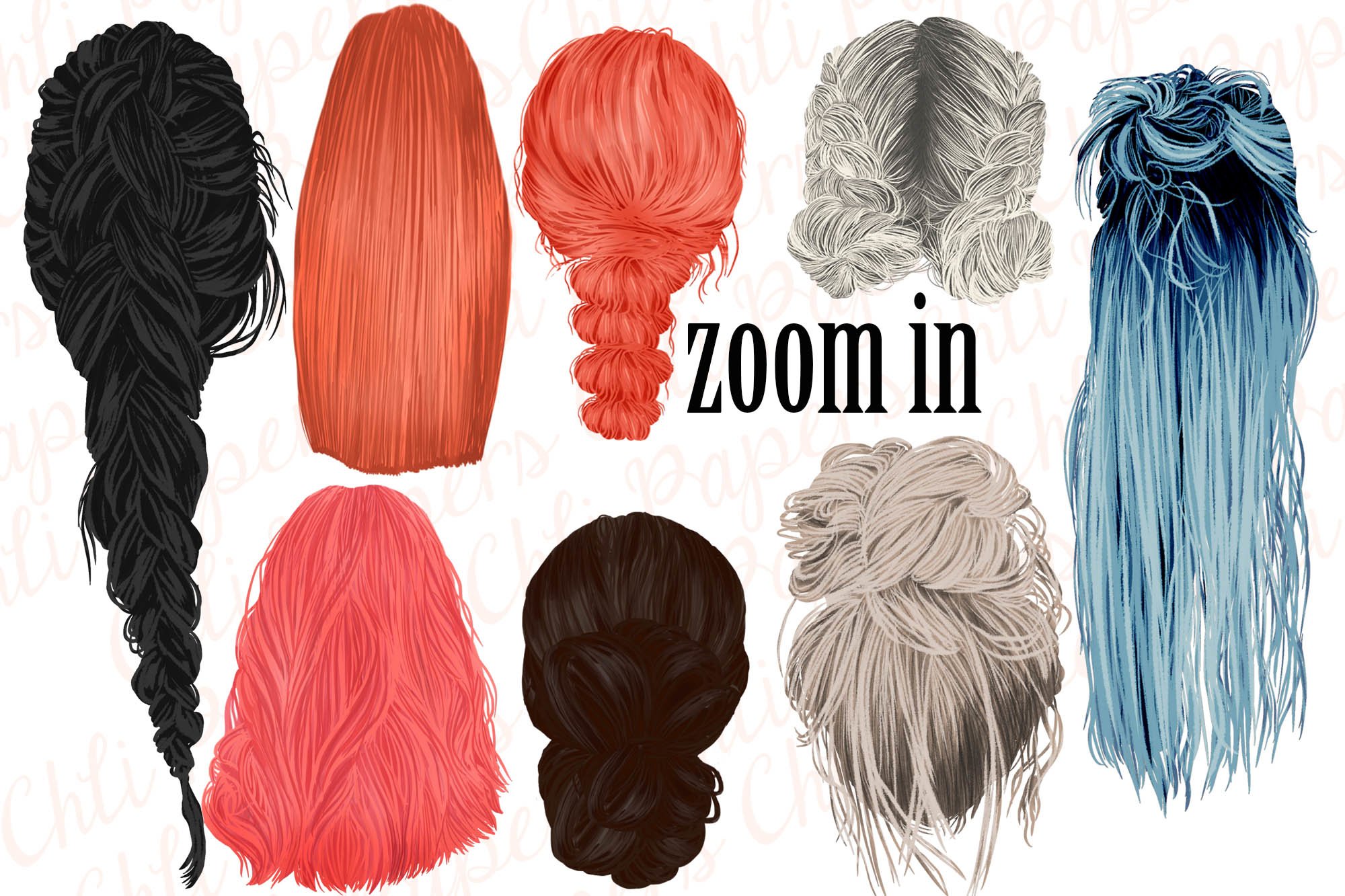 Custom Hairstyles Clipart,Hair clipart,Girls hairstyles (388544