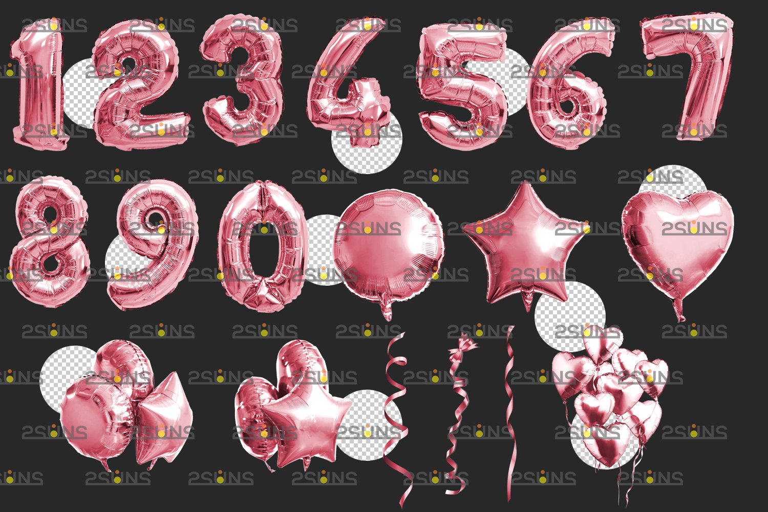 45 Foil Number Balloons Alphabet Overlays Pink (571699