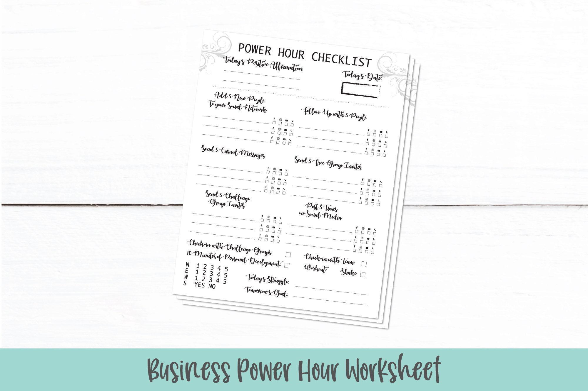 Business Power Hour Worksheet | Daily Work Checklist PDF