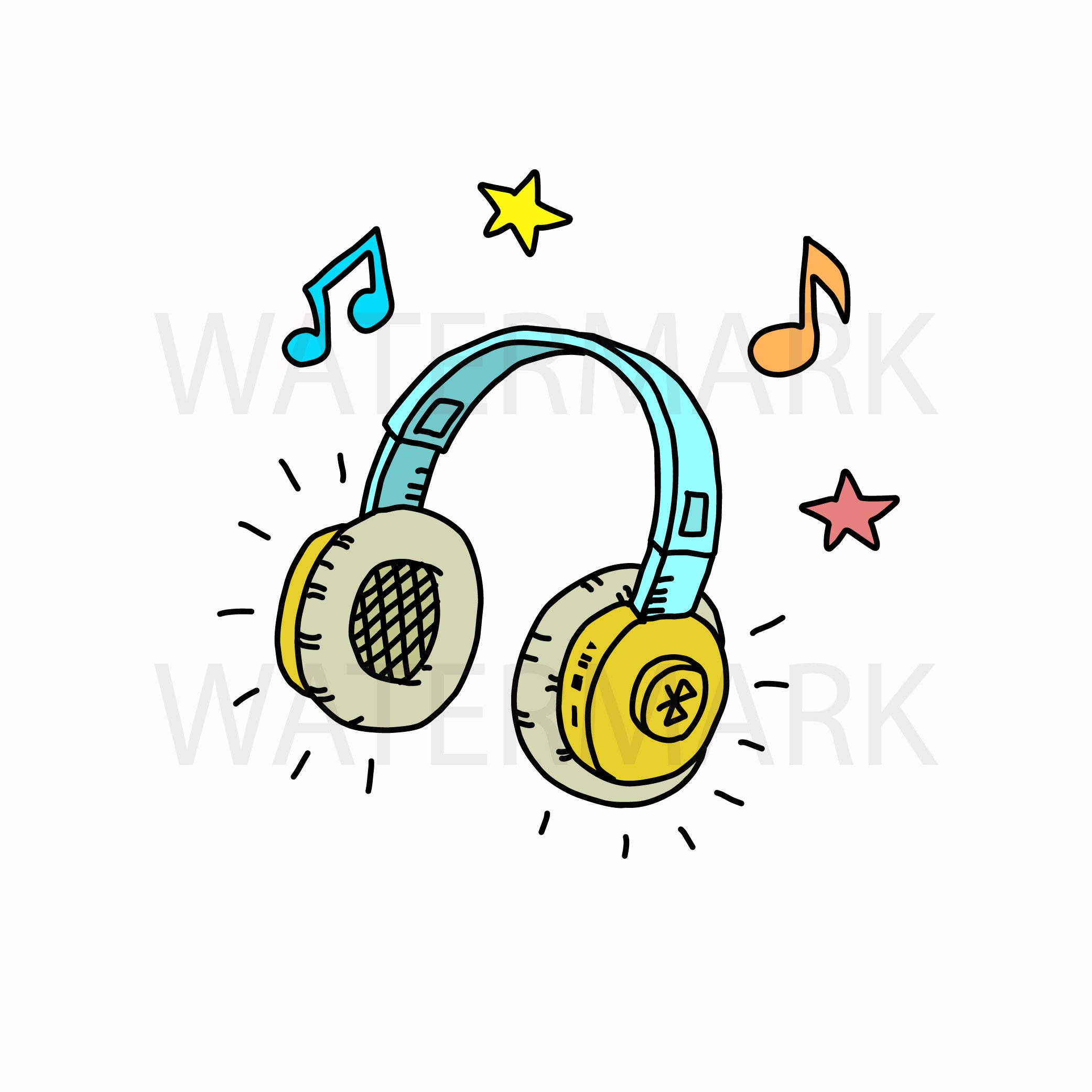 Headphone Set - SVGJPGPNG Hand Drawing by JPG Stock available for $6 at Des...