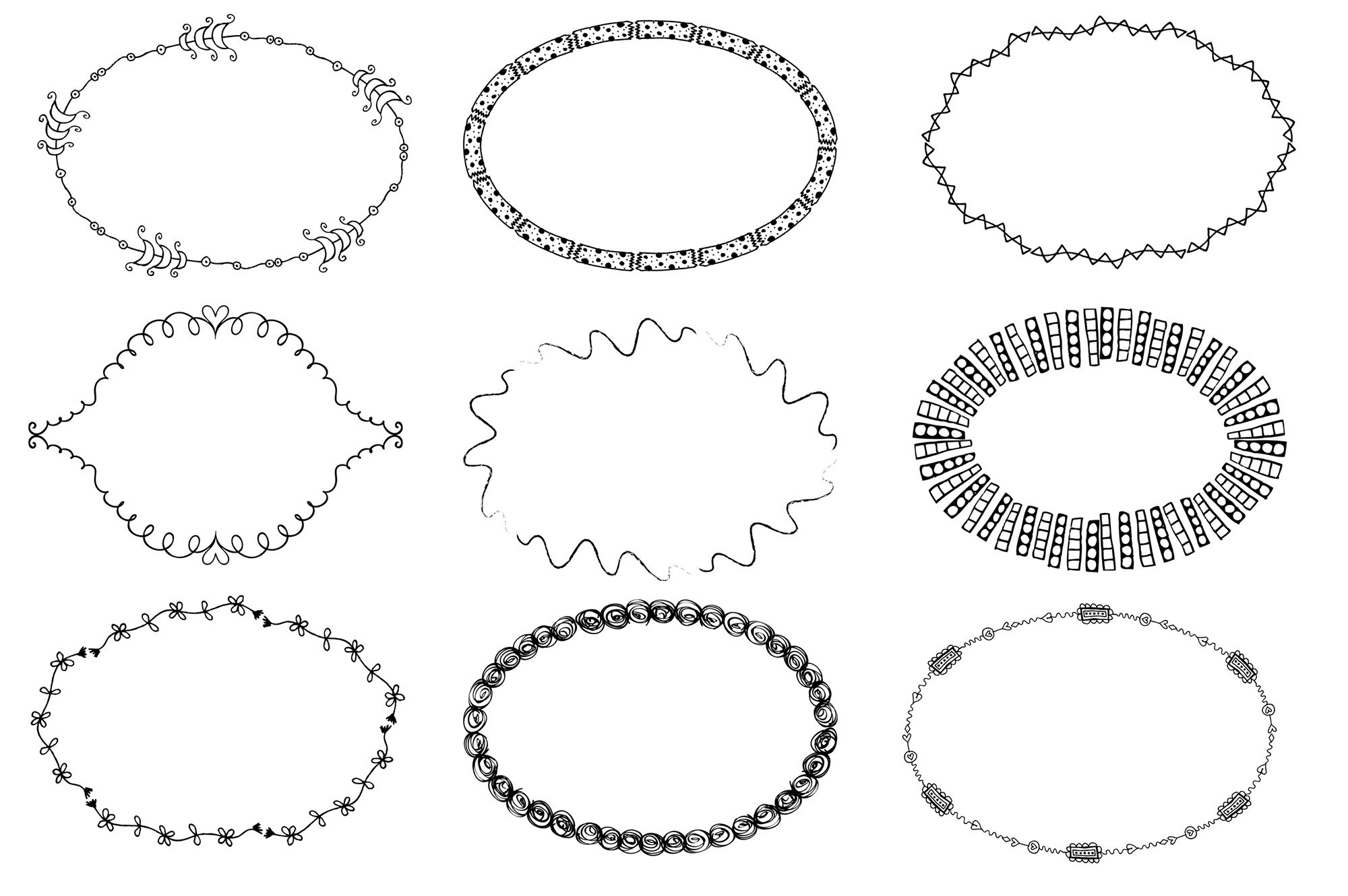 Doodle Oval Brushes (515927) Add ons Design Bundles