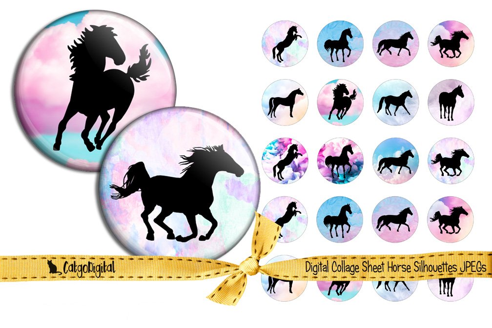 horse-silhouettes-printable-digital-collage-sheet