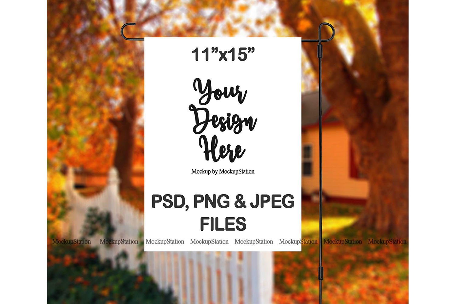 Fall Garden Flag Mockup PSD File, Autumn Flag Mock Up (362472