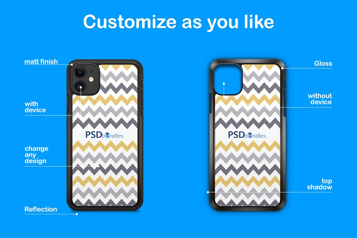 Apple iPhone11 2d Phone Case Mockup (417602) Mock Ups