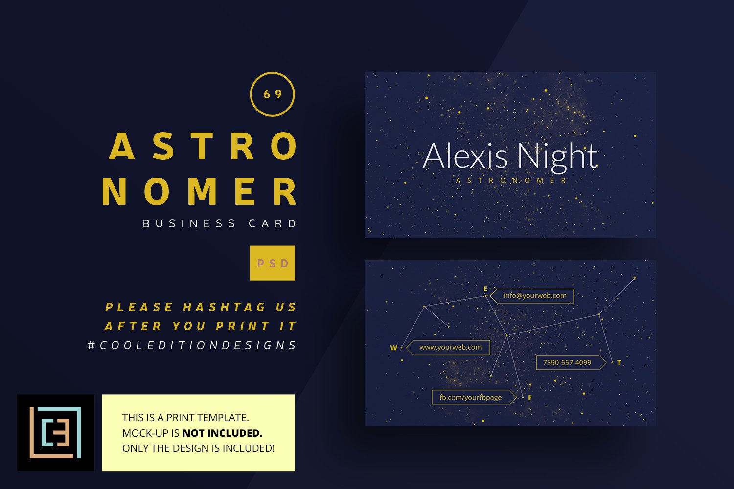 Astronomer Business Card - BC069 (77842) | Business Cards | Design Bundles