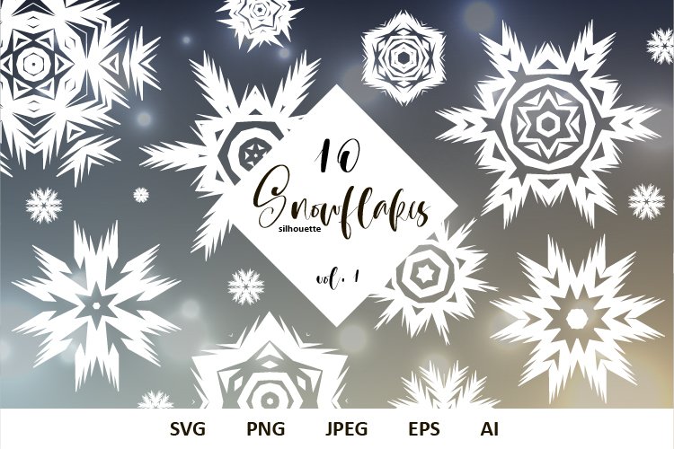 Snowflake Svg Silhouettes 10 Christmas Snowflakes Vol 1 Svgs Design Bundles
