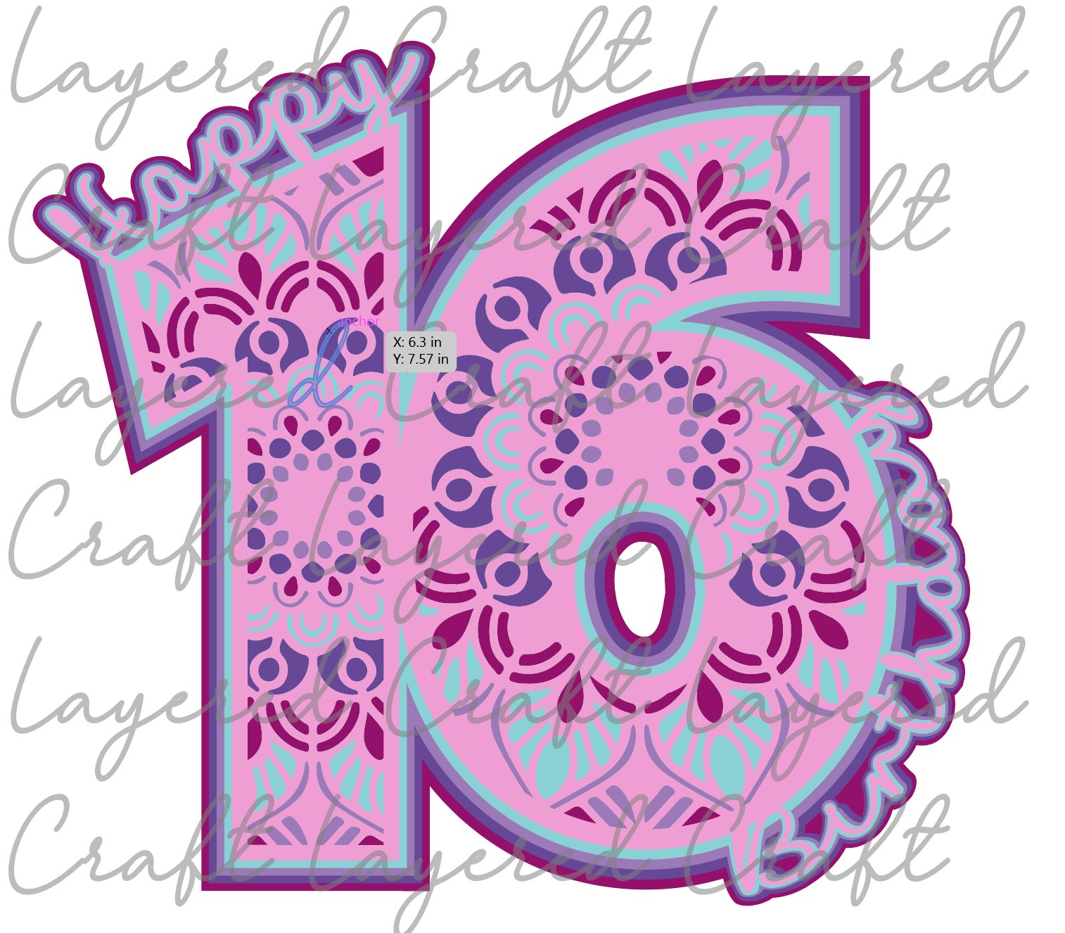 Download 3d 16th Birthday Mandala Cake Topper Layered One Birthday 1200503 Cut Files Design Bundles