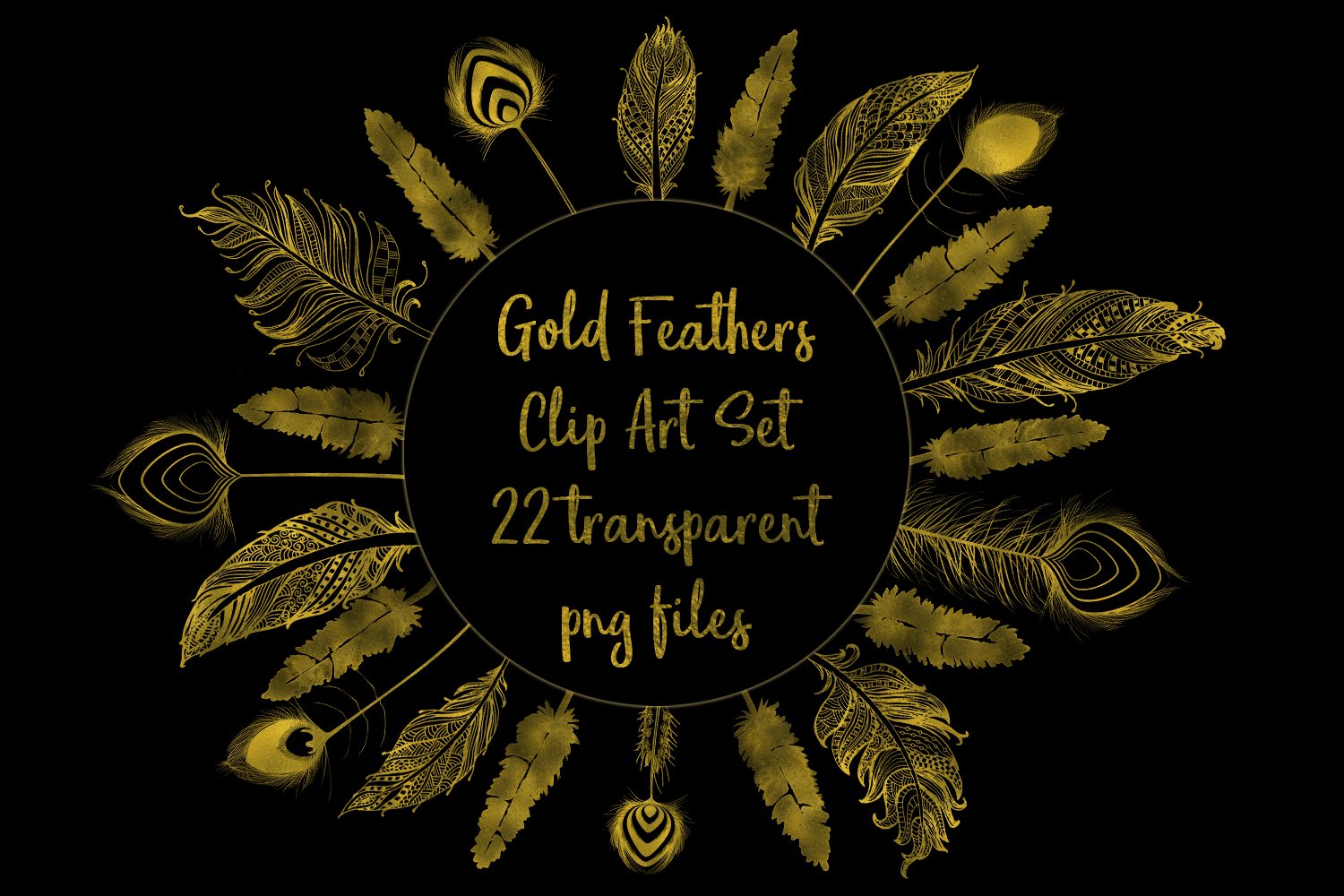 Gold Foil Feather Clip Art 22 Transparent Png Files 114391 Decorations Design Bundles