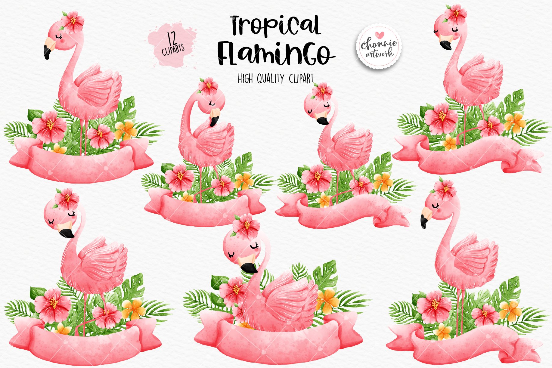 Tropical flamingo clipart (1873219), image size:1834x1223