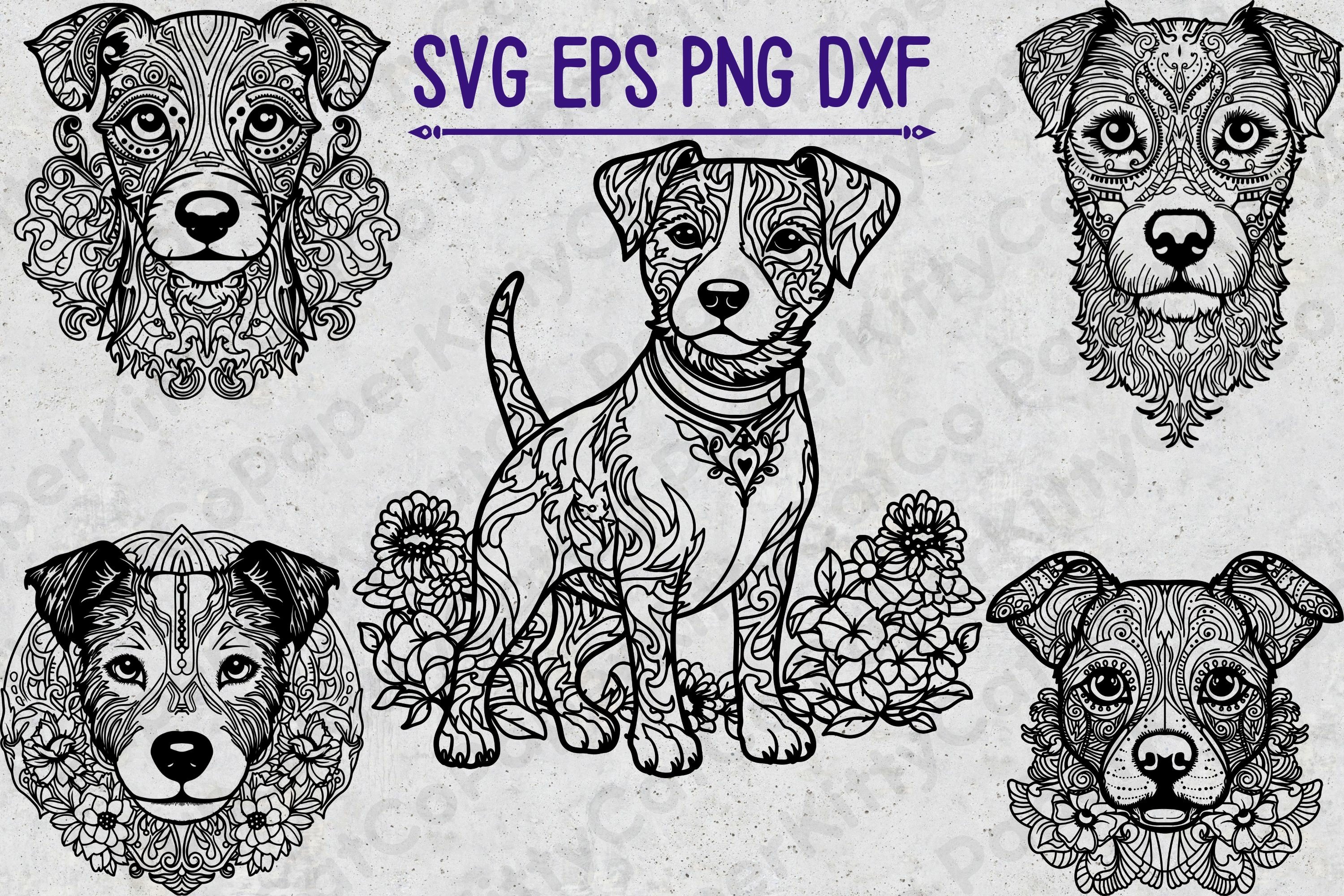 Jack Russell Terrier Mandala svg, eps, png, dxf | 5 Designs