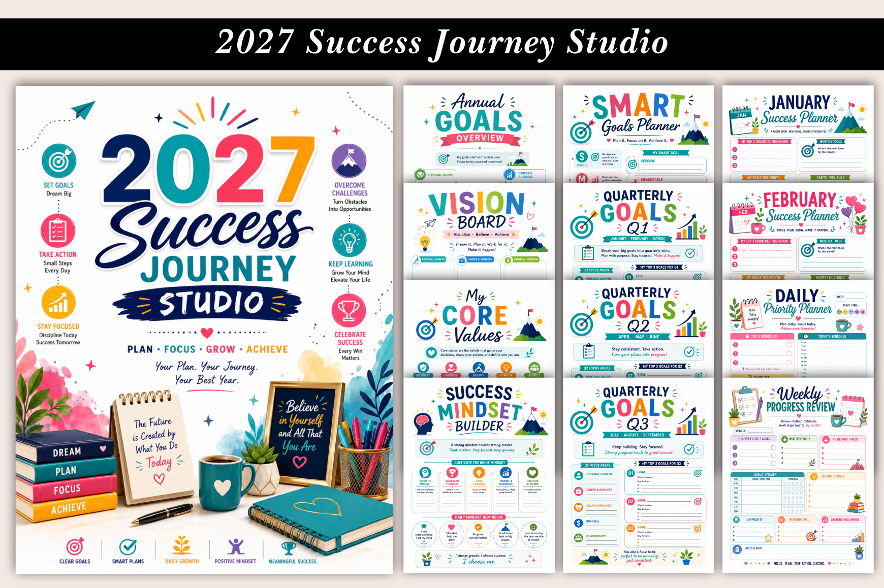 2027 Success Journey Studio | Printable Goal Planner