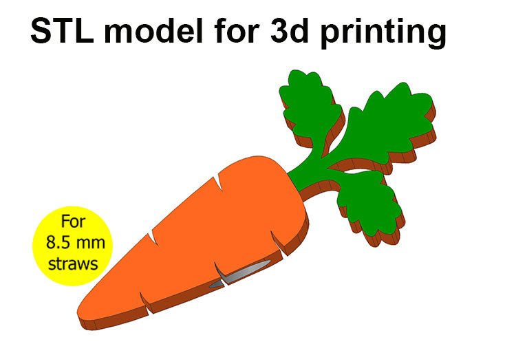 Carrots Straw Topper, STL File for 3D Printing