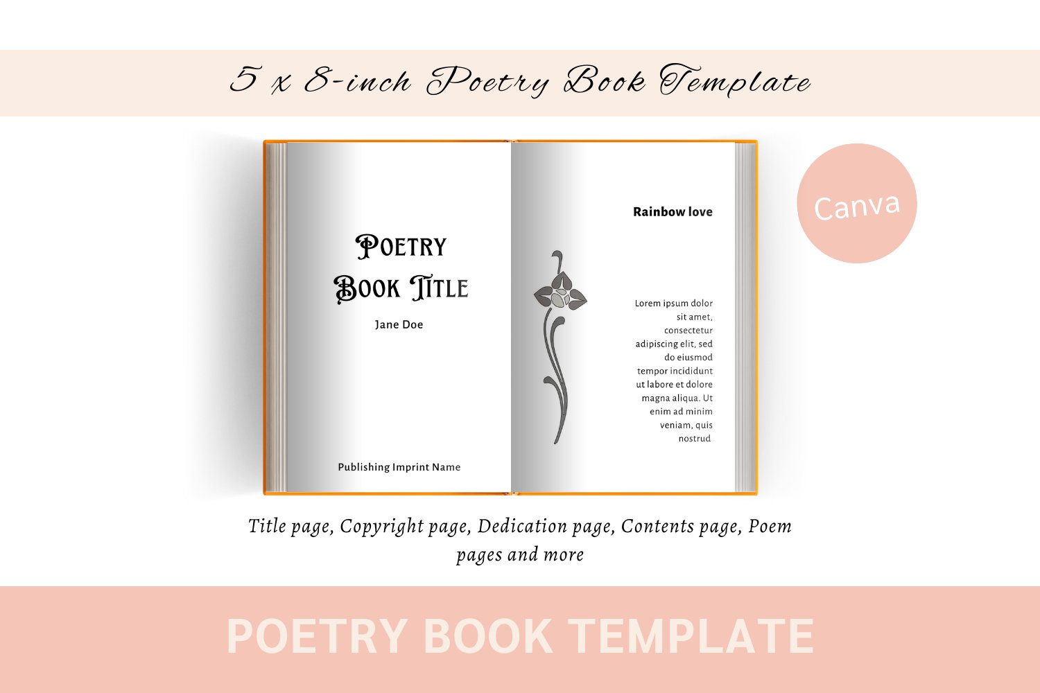 5 x 8 inch Poetry Book Template,Self-Publishing (3191187), image size:1500x1000